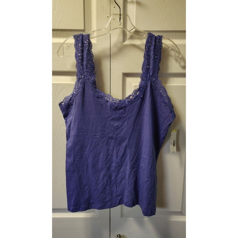 Covington Petite Purple Lace Trim Camisole Tank Top Periwinkle Size XL Petite